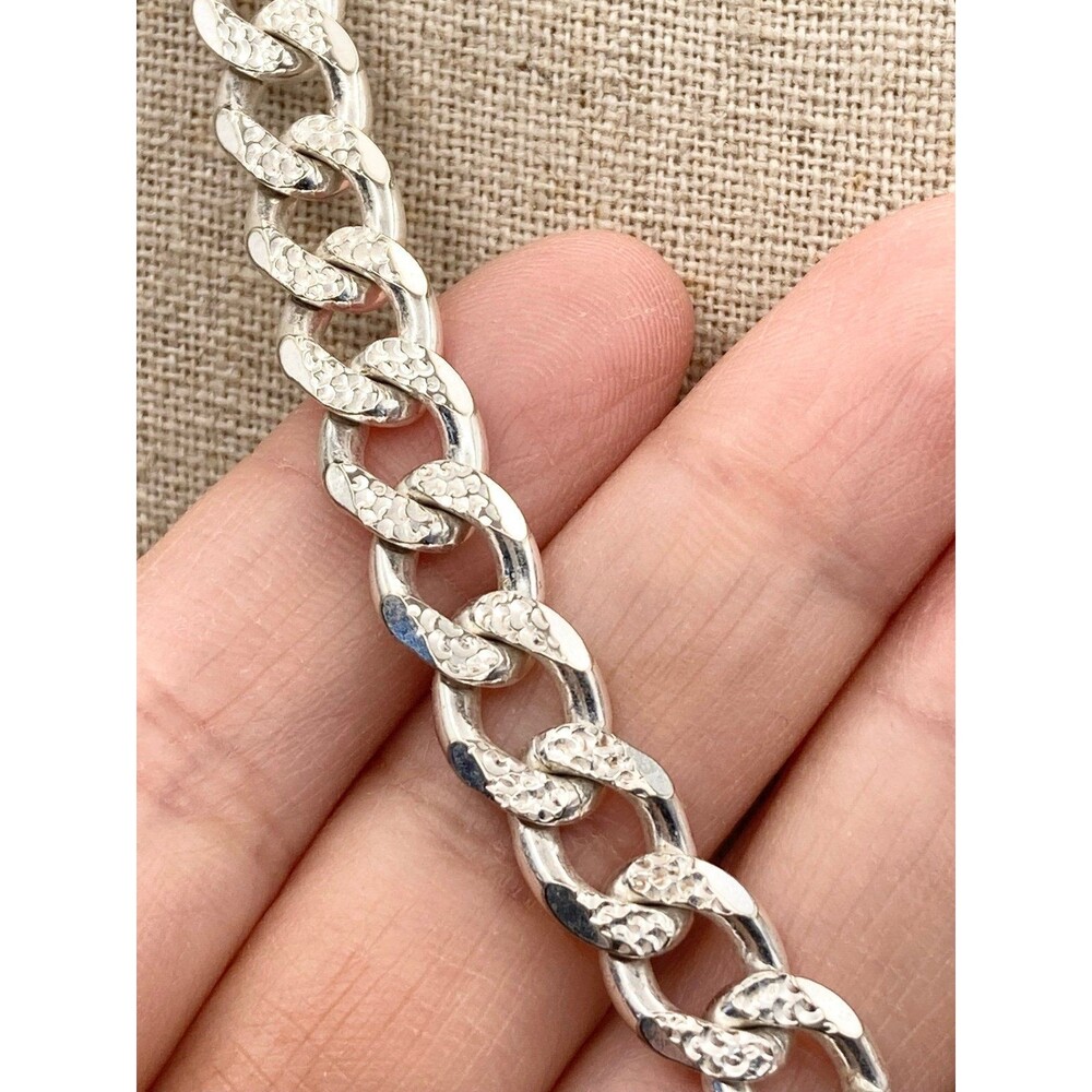 7.5mm super heavy 925 Italy sterling silver Cuban link chain reversible necklace - Picture 4 of 12